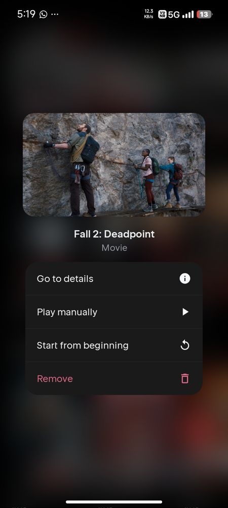 NETMAX continue watching options menu